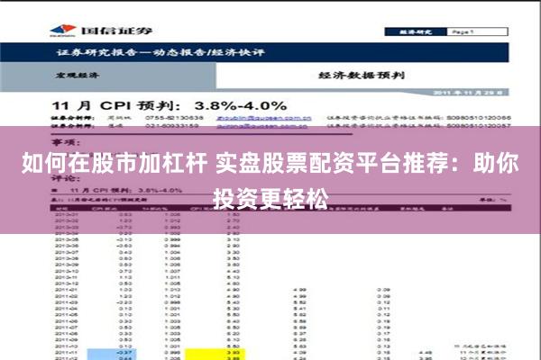 如何在股市加杠杆 实盘股票配资平台推荐：助你投资更轻松