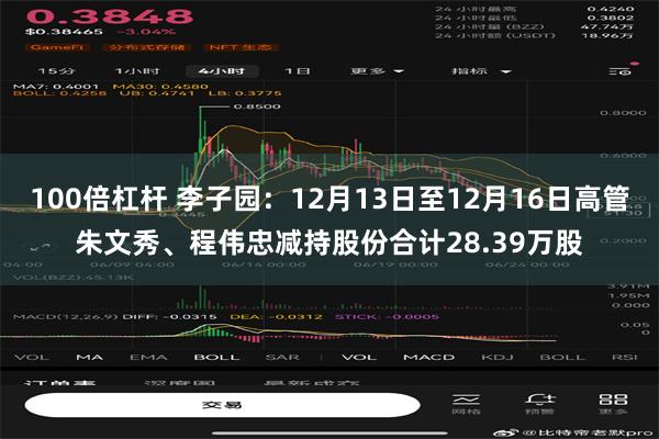 100倍杠杆 李子园：12月13日至12月16日高管朱文秀、程伟忠减持股份合计28.39万股