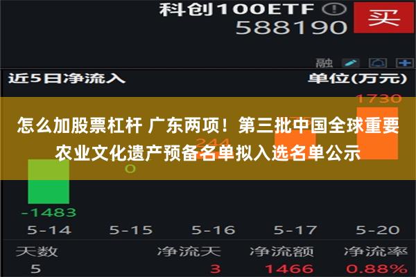 怎么加股票杠杆 广东两项！第三批中国全球重要农业文化遗产预备名单拟入选名单公示